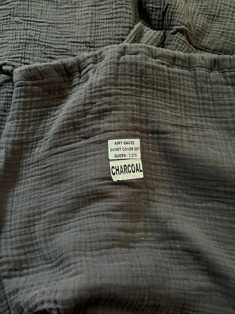 Quince Organic Airy Gauze King Duvet Cover in Charcoal Grey